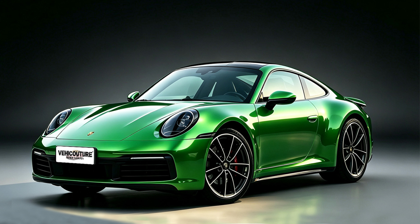 Green Porsche 911 before VCT carbon fiber exterior upgrade